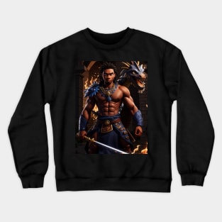 "Inferno's Edge: Warrior's Flaming Dragon Sword" Crewneck Sweatshirt